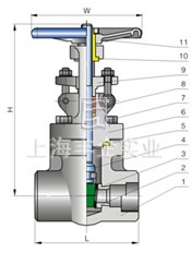螺栓閥蓋鍛鋼閘閥 結(jié)構(gòu)圖