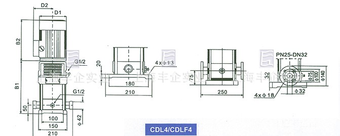 CDL4/ CDLF4系列多級(jí)泵 安裝尺寸