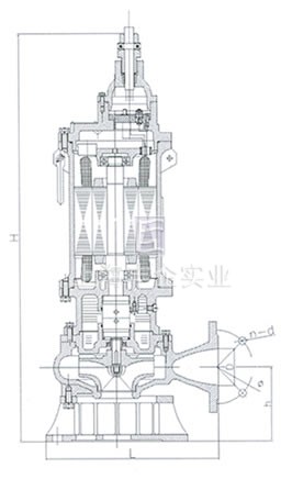 BQW25-10-2.2礦用型隔爆排污排沙潛水電泵 外形尺寸圖
