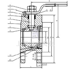 Q4/71F對夾球閥結(jié)構(gòu)圖