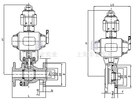 超短型對(duì)夾式氣動(dòng)球閥 結(jié)構(gòu)圖