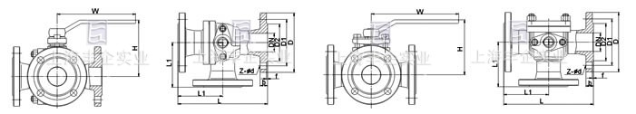 Q44/Q45法蘭連接L型、T型(44)/(45)三通球閥 結(jié)構(gòu)圖