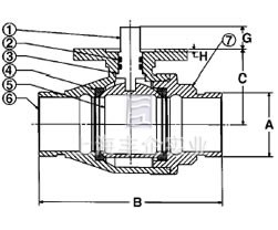 Q21F青銅球閥結(jié)構(gòu)圖1