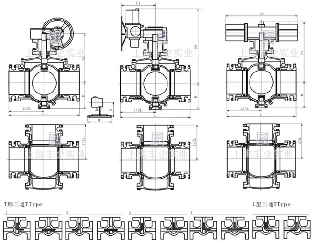 Q341F三通四密封渦輪球閥結(jié)構(gòu)圖2