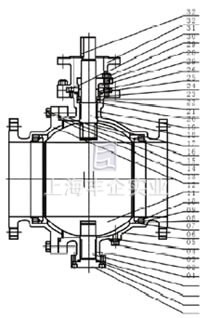 Q647H硬密封固定球閥結(jié)構(gòu)圖1