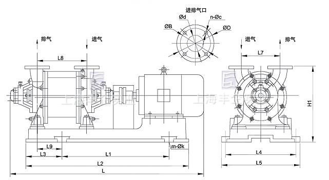 SZ系列水環(huán)式真空泵 外形尺寸圖