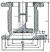 H42W/H/Y-16/25/40C/P/R型立式止回閥外形尺寸圖