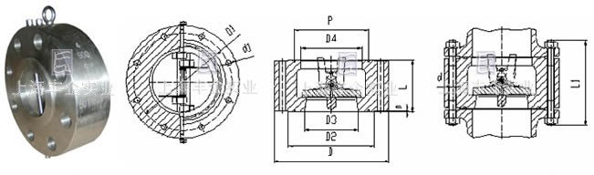 凸耳對(duì)夾雙瓣旋啟式止回閥外形尺寸圖