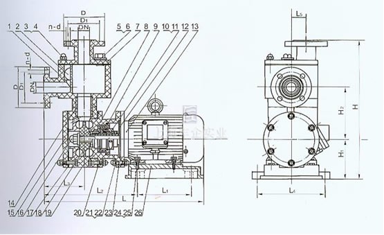 ZWS型直聯(lián)式玻璃鋼自吸泵結(jié)構(gòu)及安裝圖